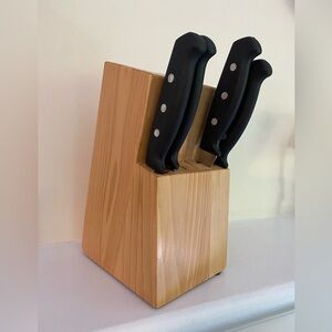 Wooden Knife Block 14 slot with 4 ‘Cook at Home knives’